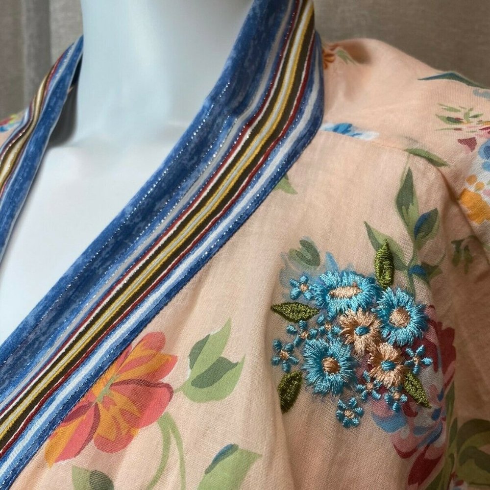 Aratta Nicola Tassel Trim Kimono NWT • Small • Floral Jacket Open Front Summer - Picture 5 of 7